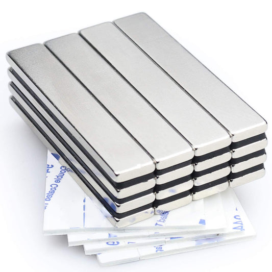 16 Pack Strong Neodymium Bar Magnets with Double-Sided Adhesive, MIKEDE Rare Earth Metal Neodymium Magnet - 60 x 10 x 3 mm