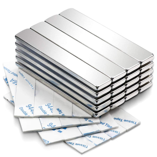 MIKEDE Magnets, 20 Pack Strong Neodymium Bar Magnets with Adhesive Backing, Rare Earth Fridge Magnet Heavy Duty, Metal Powerful Magnet for Craft, Whiteboard, Garage, Kitchen - 60x10x3 mm
