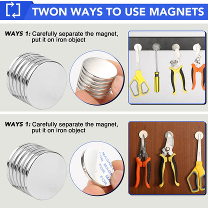 MIKEDE 6 Pack Magnets with Adhesive Backing for Fridge, Super Strong Heavy Duty, Rare Earth Magnet Neodymium Disc Magnets for Craft, Cabinet, Office, DIY, 1.26 inch D x 1/8 inch H