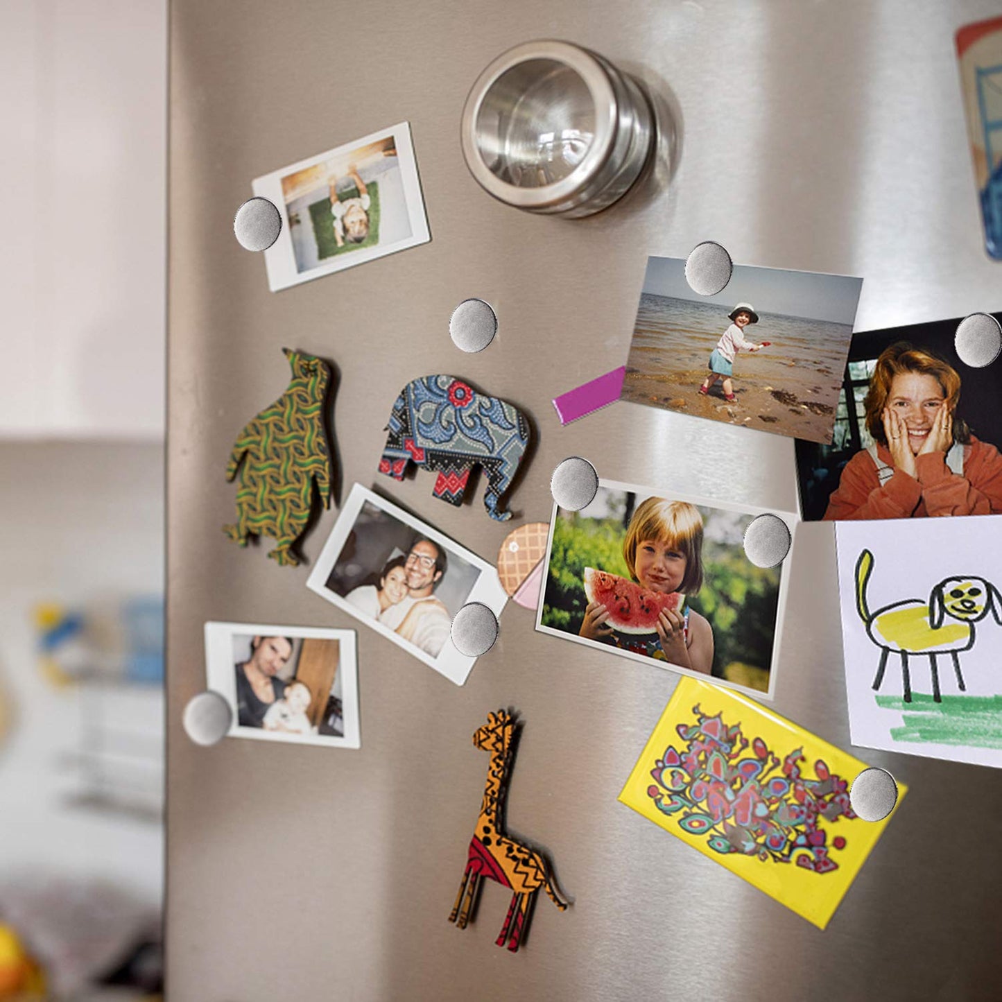 MIKEDE 6 Pack Magnets with Adhesive Backing for Fridge, Super Strong Heavy Duty, Rare Earth Magnet Neodymium Disc Magnets for Craft, Cabinet, Office, DIY, 1.26 inch D x 1/8 inch H