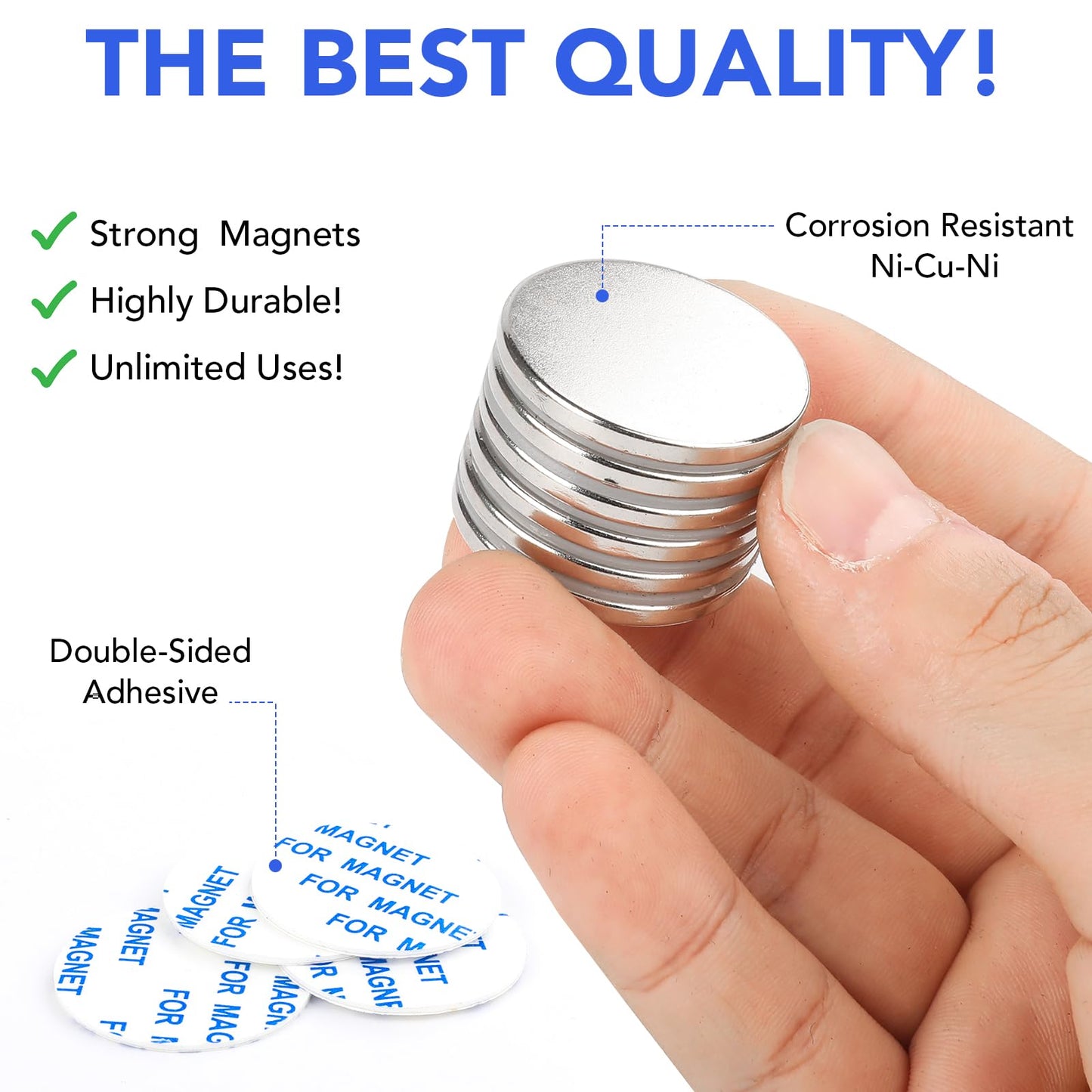 MIKEDE 6 Pack Magnets with Adhesive Backing for Fridge, Super Strong Heavy Duty, Rare Earth Magnet Neodymium Disc Magnets for Craft, Cabinet, Office, DIY, 1.26 inch D x 1/8 inch H