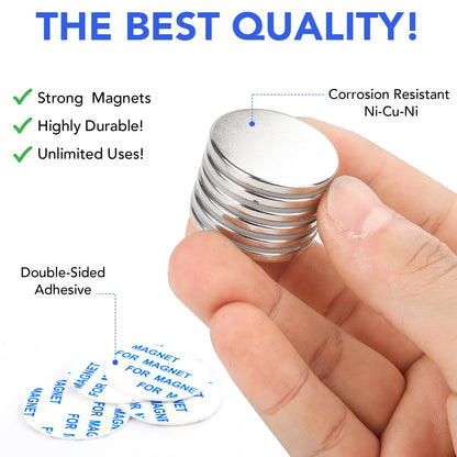 MIKEDE 6 Pack Magnets with Adhesive Backing for Fridge, Super Strong Heavy Duty, Rare Earth Magnet Neodymium Disc Magnets for Craft, Cabinet, Office, DIY, 1.26 inch D x 1/8 inch H